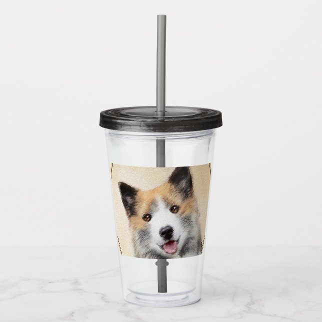 Isländskt fårhundsmålning - Originalkonst av Hund Take Away Mugg (Framsida)