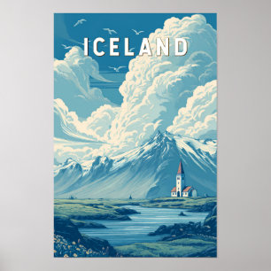 Islandskt illustrationsresearbete vintage poster