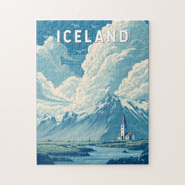 Islandskt illustrationsresearbete vintage pussel (Vertikal)