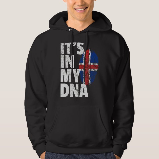 Isländskt Island Flagga Det är i min DNA-jul C Hoodie (Framsida)