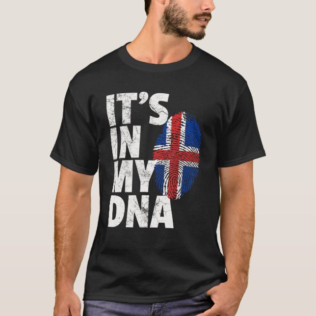 Isländskt Island-Flagga I MY DNA-Julen Gi T Shirt (Framsida)