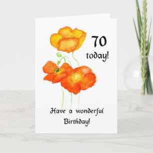 Isländskt poppies 70:e födelsedagskort kort