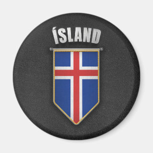 Islandstandert med högkvalitativ läderlook magnet