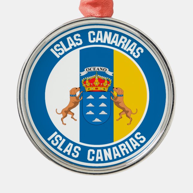 Islas Canarias Round Emblem Julgransprydnad Metall (Framsidan)
