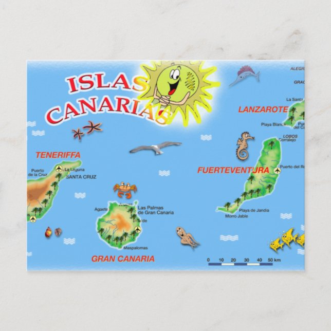 Islas Canarias vycard Vykort (Framsida)