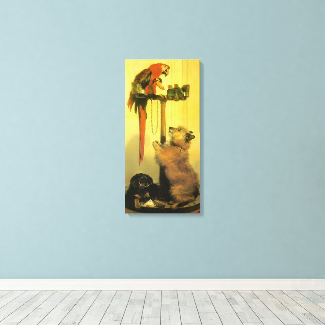 Islay, Tilco, Macaw och Love birds av Landseer Canvastryck (Insitu (trägolv))