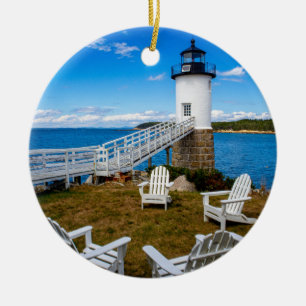 Isle au Haut, Maine Lighthouse Julgransprydnad Keramik