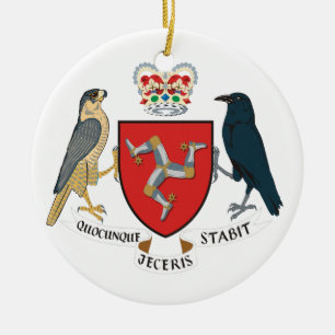 Isle av manvapenskölden julgransprydnad keramik