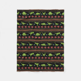 Isle för mässa för julDinosaurs sticka broderad Fleecefilt