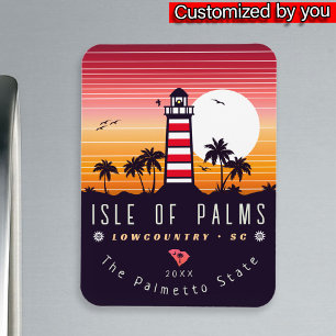 Isle of Handflatan fyr SC Retro Sunset Souvenirs Magnet