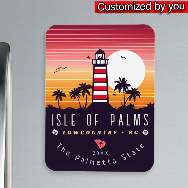 Isle of Handflatan fyr SC Retro Sunset Souvenirs Magnet (Skapare uppladdad)