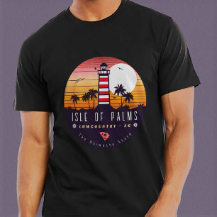 Isle of Handflatan fyr SC Retro Sunset Souvenirs T Shirt