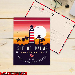 Isle of Handflatan fyr SC Retro Sunset Souvenirs Vykort