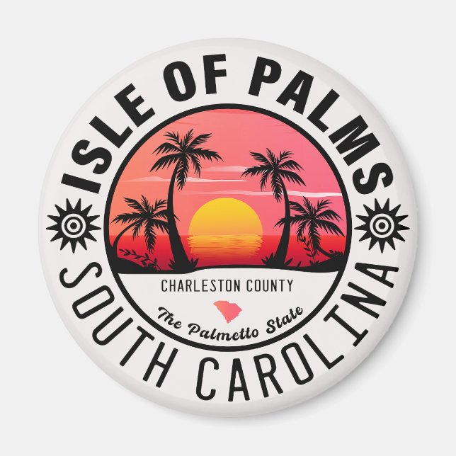 Isle of Handflatan SC Retro Sunset Souvenirs 60-ta Magnet (Framsidan)