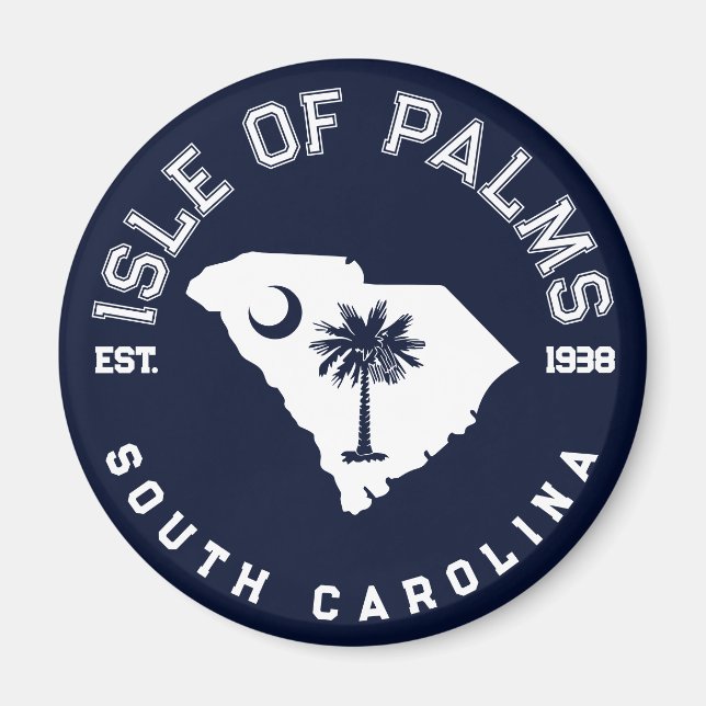 Isle of Handflatan South Carolina Flagga Karta Magnet (Framsidan)
