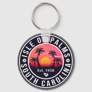 Isle of Handflatan South Carolina Retro Sunset Sou Nyckelring