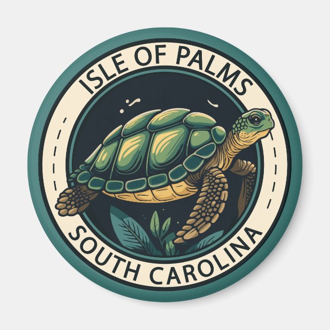 Isle of Handflatan South Carolina Turtle Badge Magnet (Framsidan)