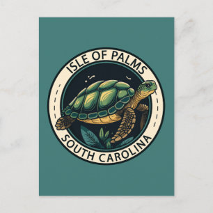 Isle of Handflatan South Carolina Turtle Badge Vykort