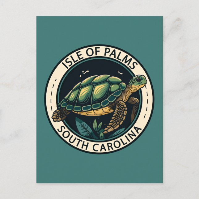 Isle of Handflatan South Carolina Turtle Badge Vykort (Framsida)