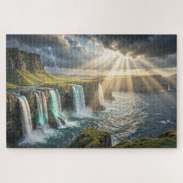 Isle of Legends Coastal Waterfall Jigsaw Puzzle Pussel