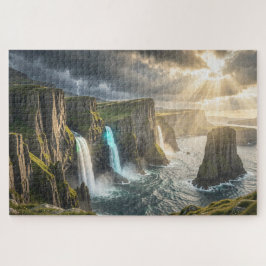 Isle of Legends Coastal Waterfall Jigsaw Puzzle Pussel