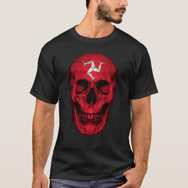 Isle Of Man Flag Skull Manx Roots Proud Patriotic T Shirt (Framsida)