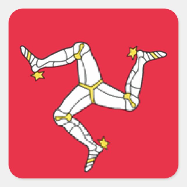 Isle of Man Flagga Fyrkantigt Klistermärke (Framsida)