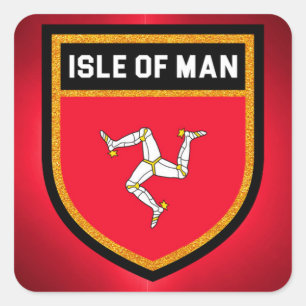 Isle of Man Flagga Fyrkantigt Klistermärke