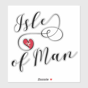Isle of Man Flagga in a Heart, Mann Sticker Klistermärken