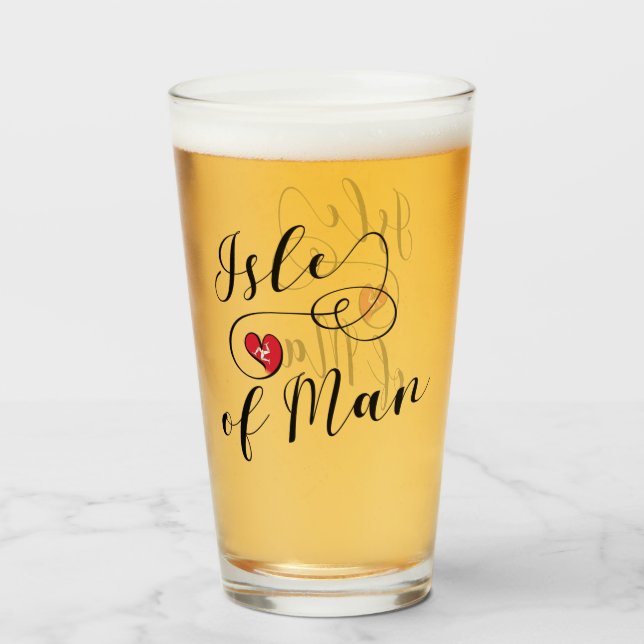 Isle of Man Flagga in a Heart, Manx Glaskopp (Framsida fylld)