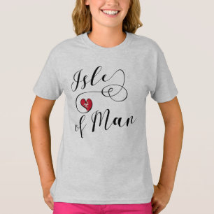 Isle of Man Flagga in a Heart, Manx T-Shirt