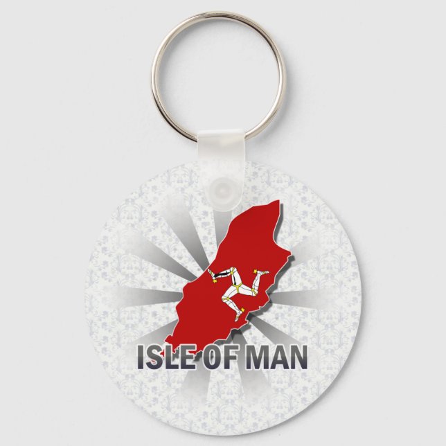 Isle of Man Flagga Karta 2.0 Nyckelring (Framsida)