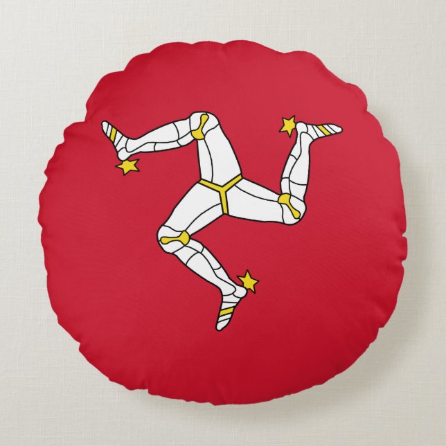 Isle of Man Flagga Rund Kudde (Framsidan)