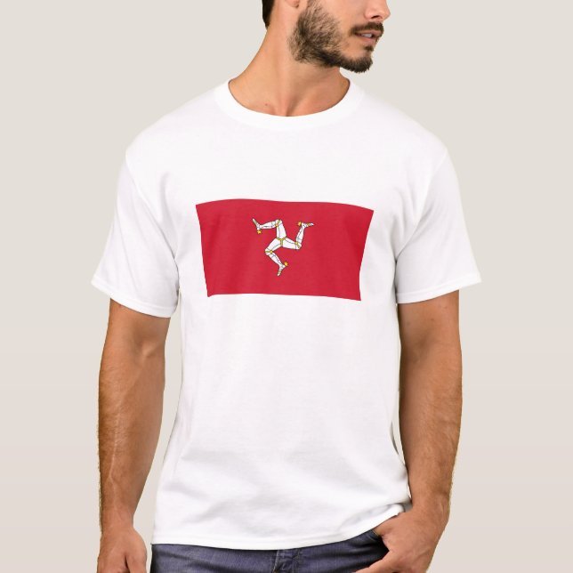 Isle of Man Flagga T Shirt (Framsida)