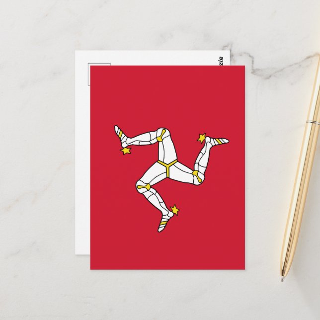 Isle of Man flagga Vykort (Fram/Back In Situ)