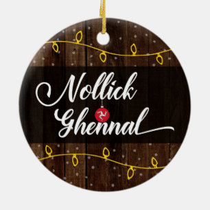 Isle of Man Manx God jul, Nollick Ghennal Julgransprydnad Keramik