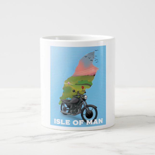 Isle of Man Motorcycle-reseaffisch Jumbo Mugg (Framsidan)