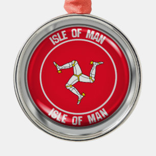 Isle of Man Round Emblem Julgransprydnad Metall