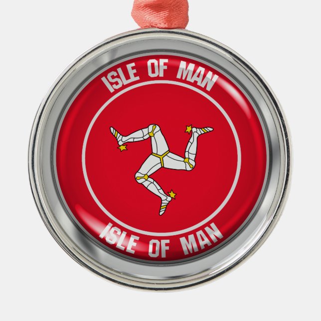 Isle of Man Round Emblem Julgransprydnad Metall (Framsidan)
