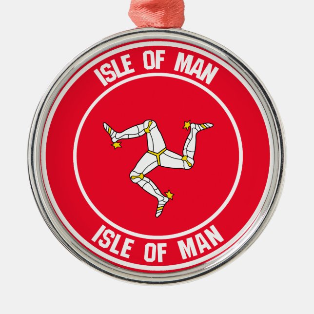 Isle of Man Round Emblem Julgransprydnad Metall (Framsidan)