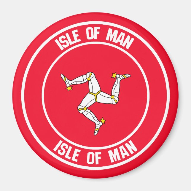 Isle of Man Round Emblem Magnet (Framsidan)