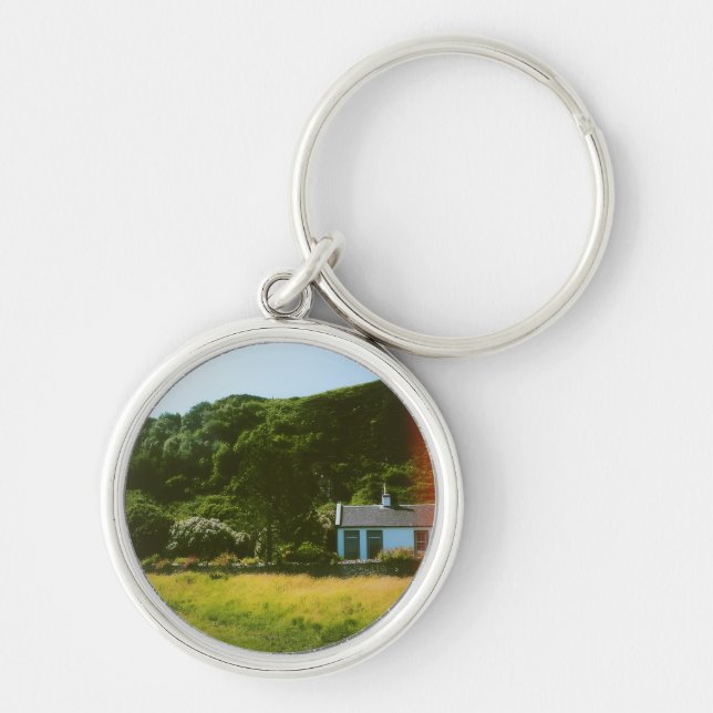Isle of Mull, Inre Hebriderna, Skottland Rund Silverfärgad Nyckelring (Framsidan)