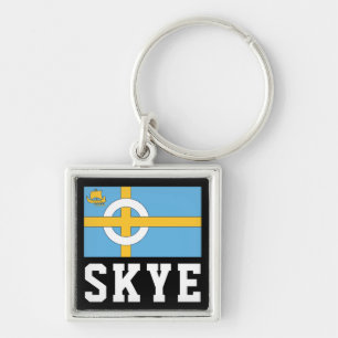 Isle of Skye flagga, SCOTLAND Fyrkantig Silverfärgad Nyckelring