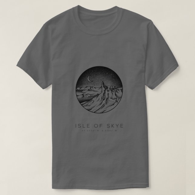Isle of Skye Scotland Dotwork Art T Shirt (Design framsida)