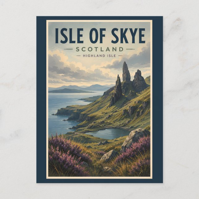 Isle of Skye Skottland Landskap Resa Konst Retro Vykort (Framsida)