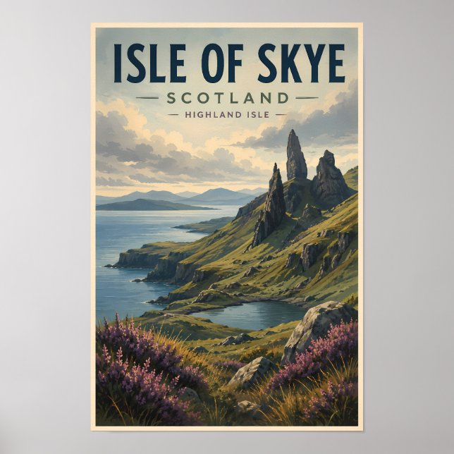 Isle of Skye Skottland Landskaps Resa Konst Retro Poster (Framsidan)
