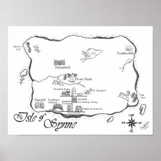 Isle of Synne - Line Karta Poster