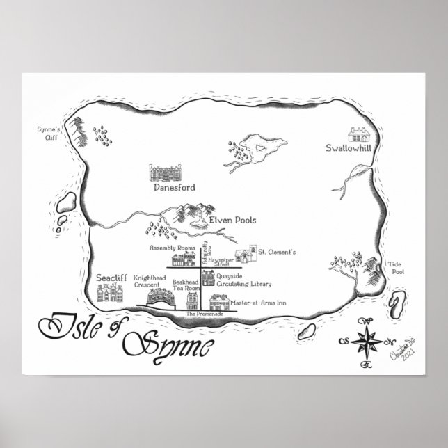 Isle of Synne - Line Karta Poster (Framsidan)