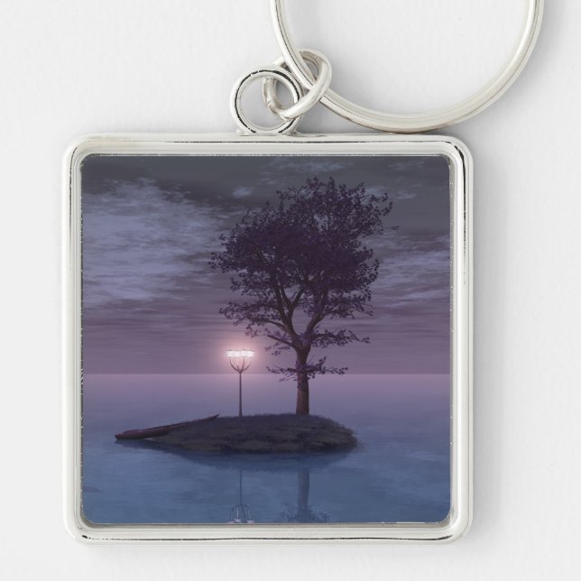 Isle of Wanderers Keychain Fyrkantig Silverfärgad Nyckelring (Framsidan)