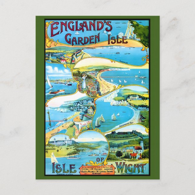 Isle of Wight Pictorial Karta Vykort (Framsida)